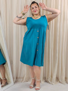 Sukienka odcinana pod biustem dołem ozdobne guziczki w kilku kolorach Stylowa XL