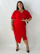 Sukienka ołówkowa plus size z kopertowym dekoltem Stylowa XL