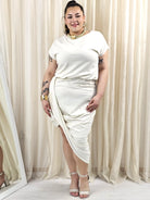 Sukienka plus size StylowaXL – asymetryczna bawełniana sukienka XXL z kopertowym dołem Stylowa XL
