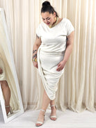 Sukienka plus size StylowaXL – asymetryczna bawełniana sukienka XXL z kopertowym dołem Stylowa XL
