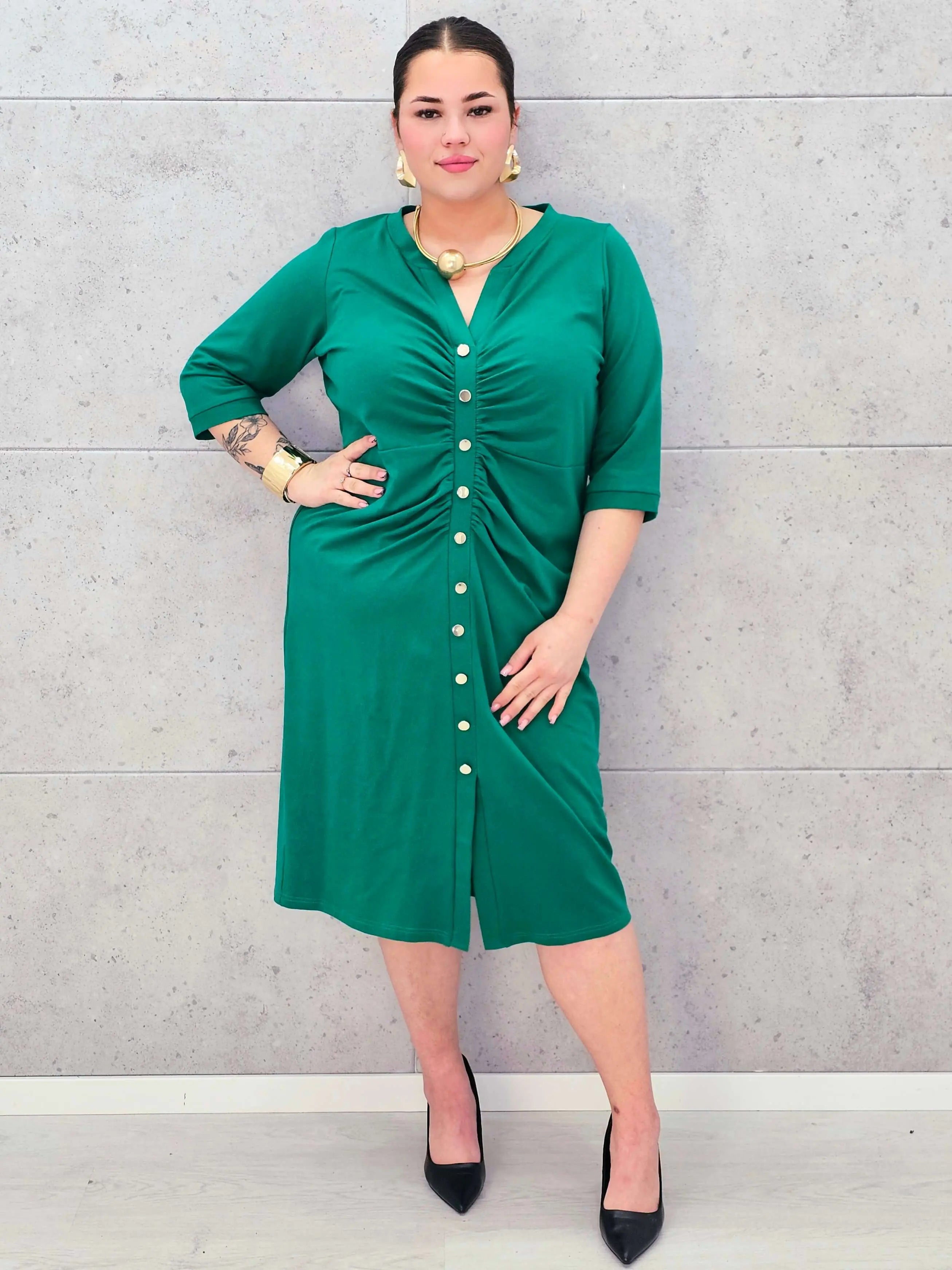 Sukienka plus size StylowaXL – bawełniana elegancja w zielonym kolorze Stylowa XL