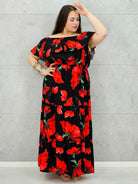 Sukienka plus size StylowaXL – kobiecy styl i lekkość w czerwone maki XXL Stylowa XL