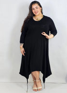 Sukienka plus size – asymetryczna tunika z aplikacją i lekko transparentnym dołem Stylowa XL