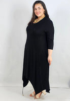 Sukienka plus size – asymetryczna tunika z aplikacją i lekko transparentnym dołem Stylowa XL