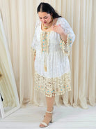 Sukienka plus size boho z koronkowym dołem i frędzlami Stylowa XL