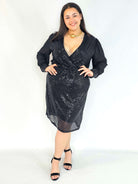 Sukienka plus size cekinowa czarna – elegancka sukienka XXL Stylowa XL