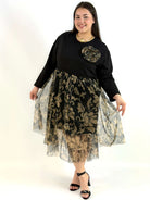 Sukienka plus size czarno-beżowa – elegancka sukienka XXL z tiulem Stylowa XL