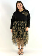 Sukienka plus size czarno-beżowa – elegancka sukienka XXL z tiulem Stylowa XL