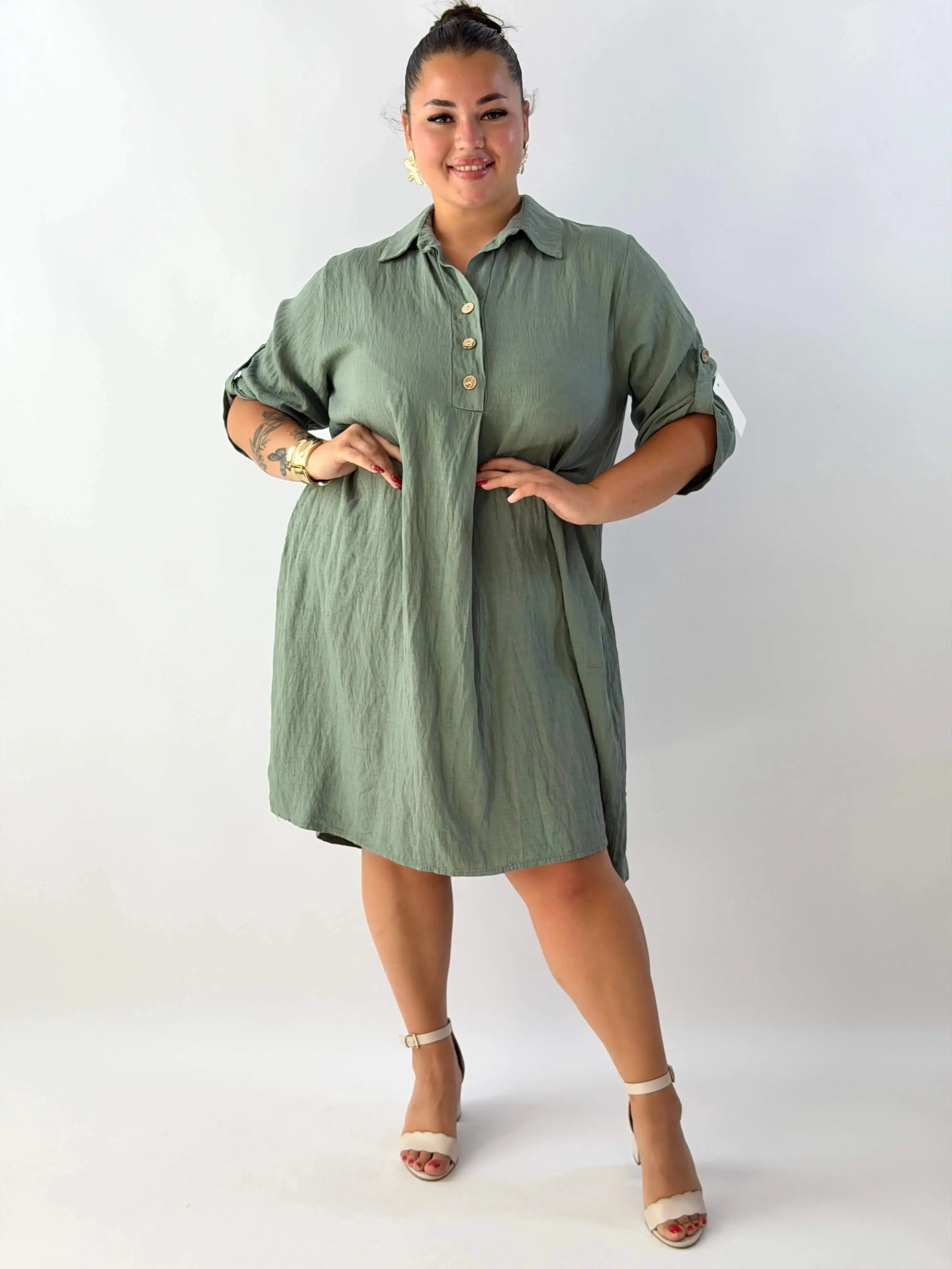 Sukienka plus size damska – lekka sukienka XXL z kołnierzykiem Stylowa XL