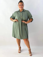 Sukienka plus size damska – lekka sukienka XXL z kołnierzykiem Stylowa XL