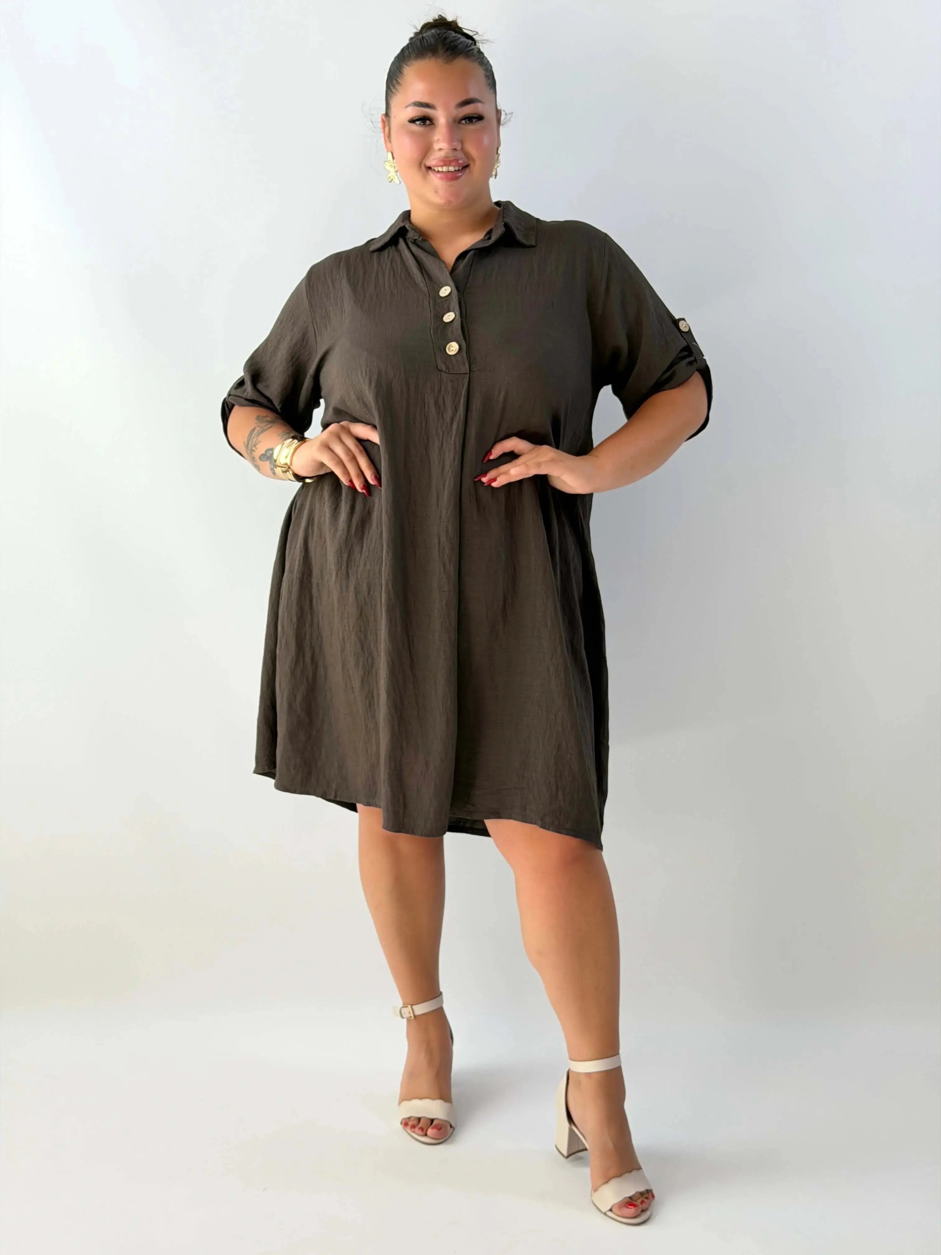 Sukienka plus size damska – lekka sukienka XXL z kołnierzykiem Stylowa XL