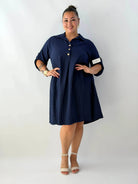 Sukienka plus size damska – lekka sukienka XXL z kołnierzykiem Stylowa XL