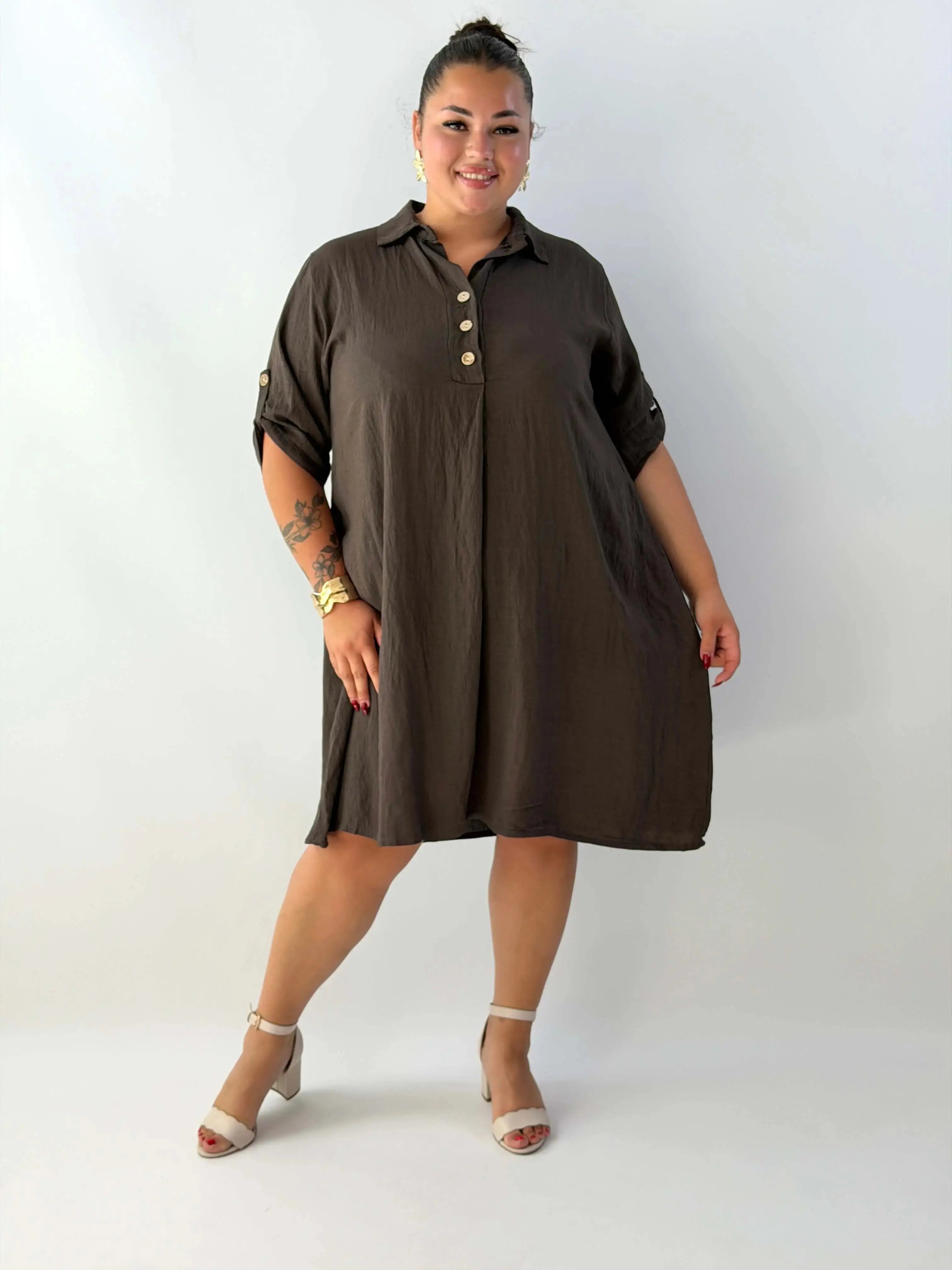 Sukienka plus size damska – lekka sukienka XXL z kołnierzykiem Stylowa XL