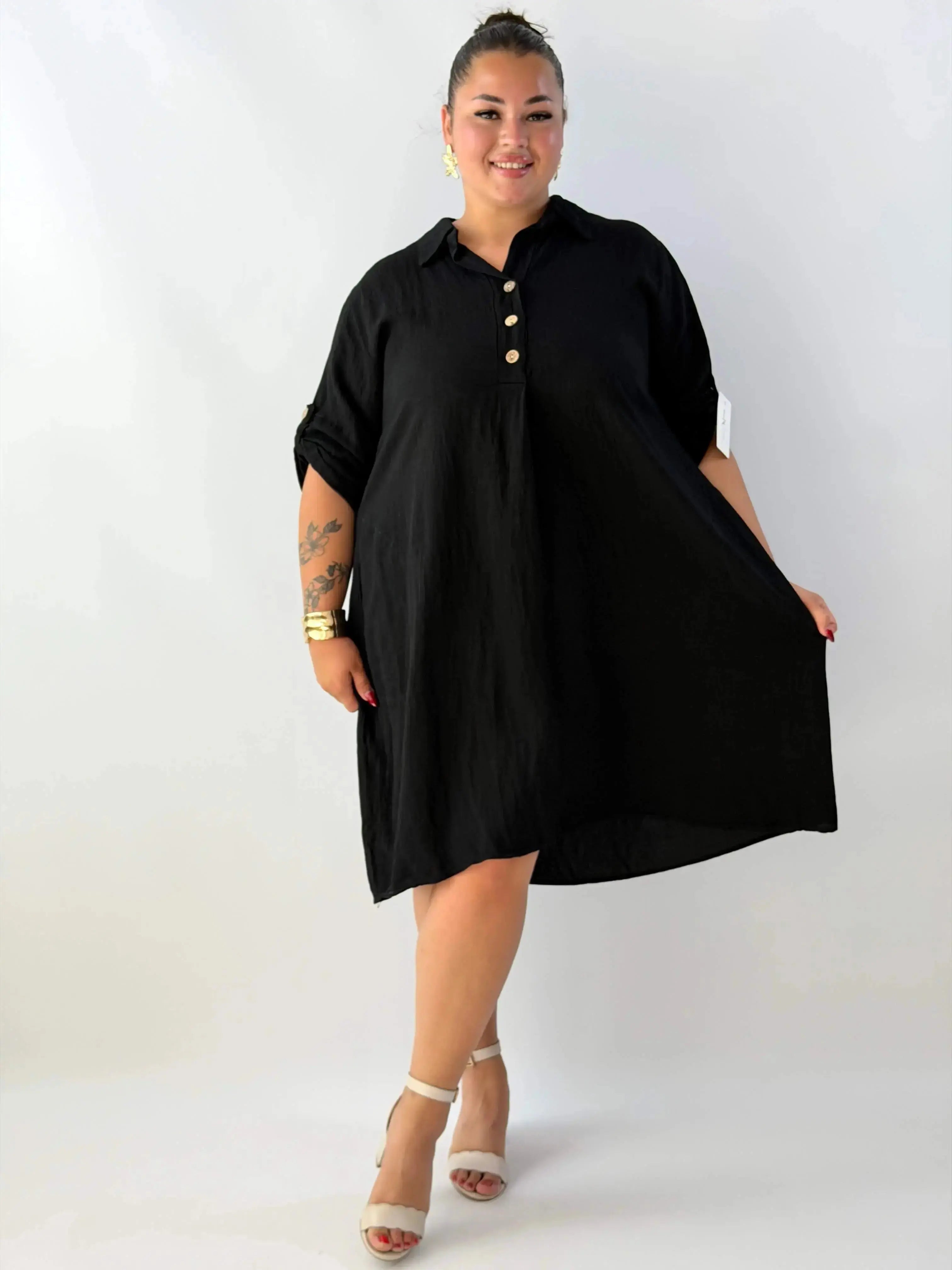 Sukienka plus size damska – lekka sukienka XXL z kołnierzykiem Stylowa XL