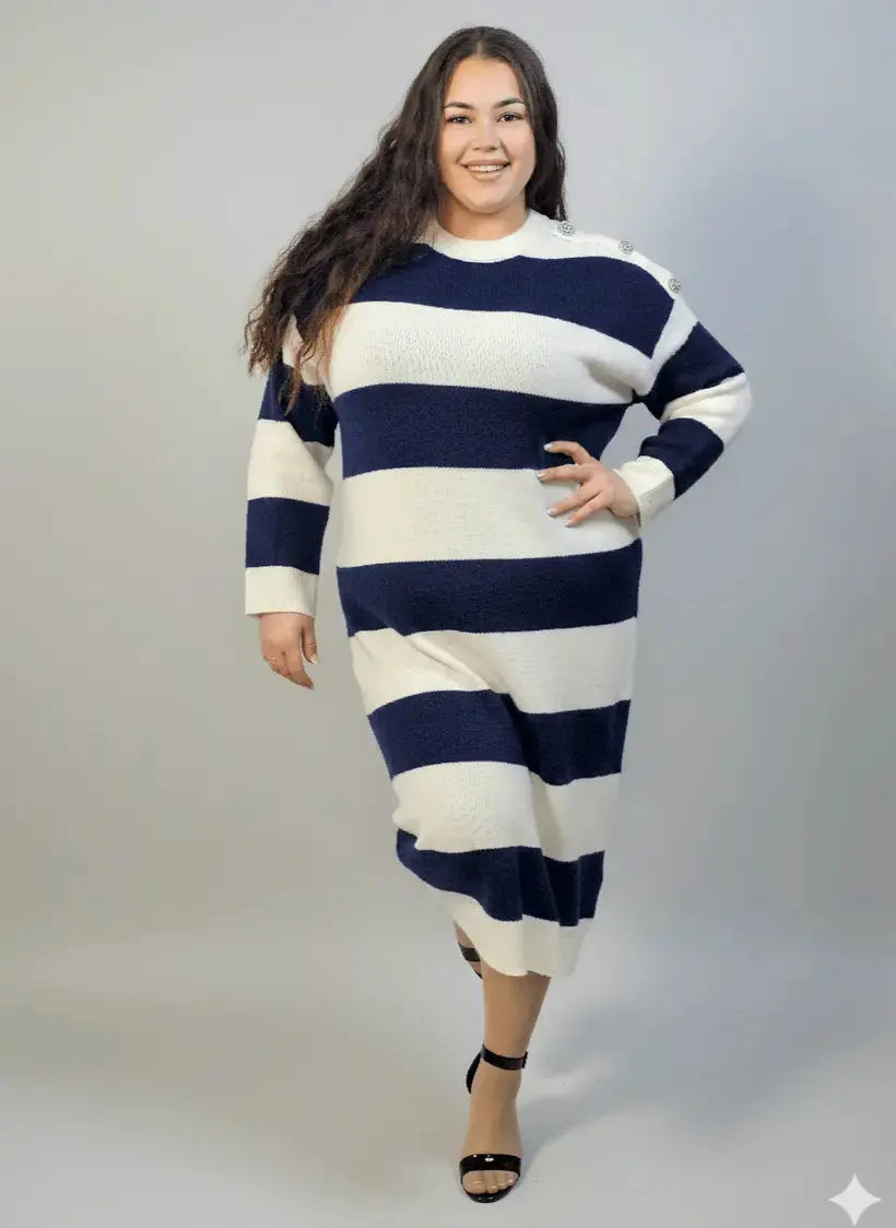 Sukienka plus size dzianinowa midi w klasycznym fasonie Stylowa XL
