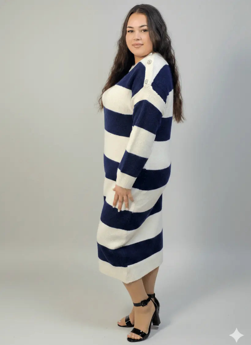 Sukienka plus size dzianinowa midi w klasycznym fasonie Stylowa XL