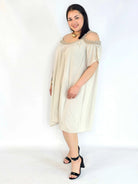 Sukienka plus size hiszpanka beżowa – elegancka sukienka XXL damska Stylowa XL