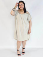 Sukienka plus size hiszpanka beżowa – elegancka sukienka XXL damska Stylowa XL