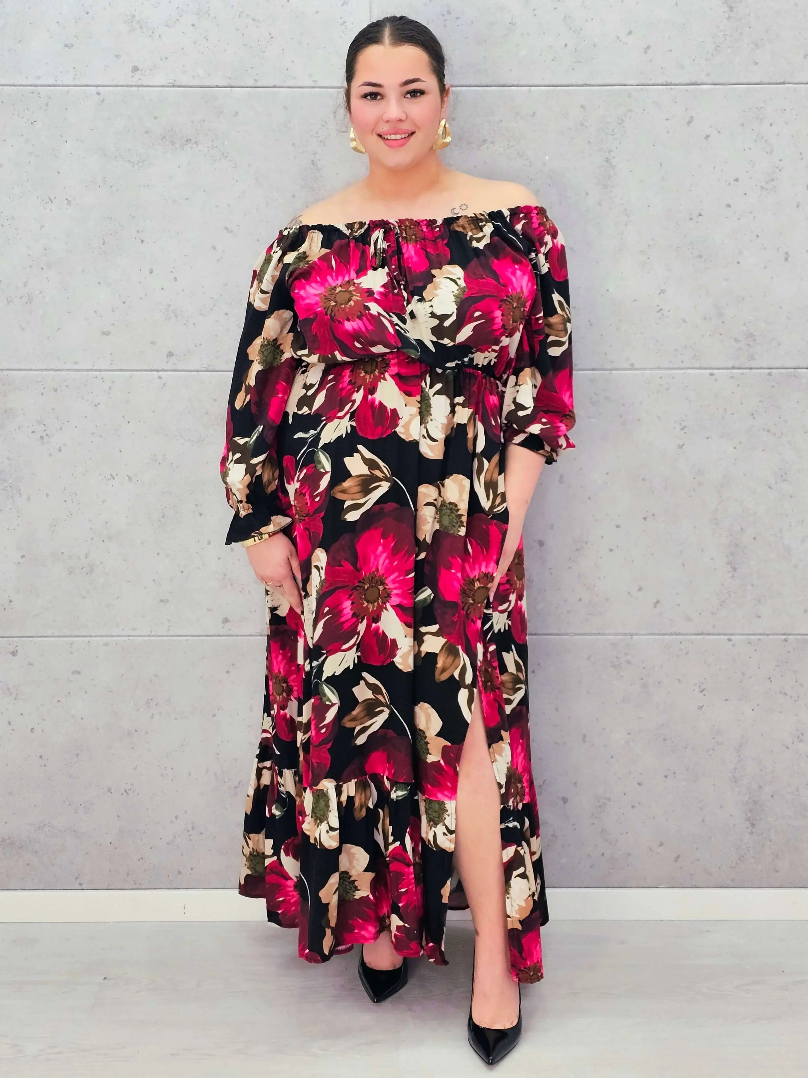 Sukienka plus size hiszpanka maxi – kwiatowa sukienka plus size dla kobiet XXL Stylowa XL