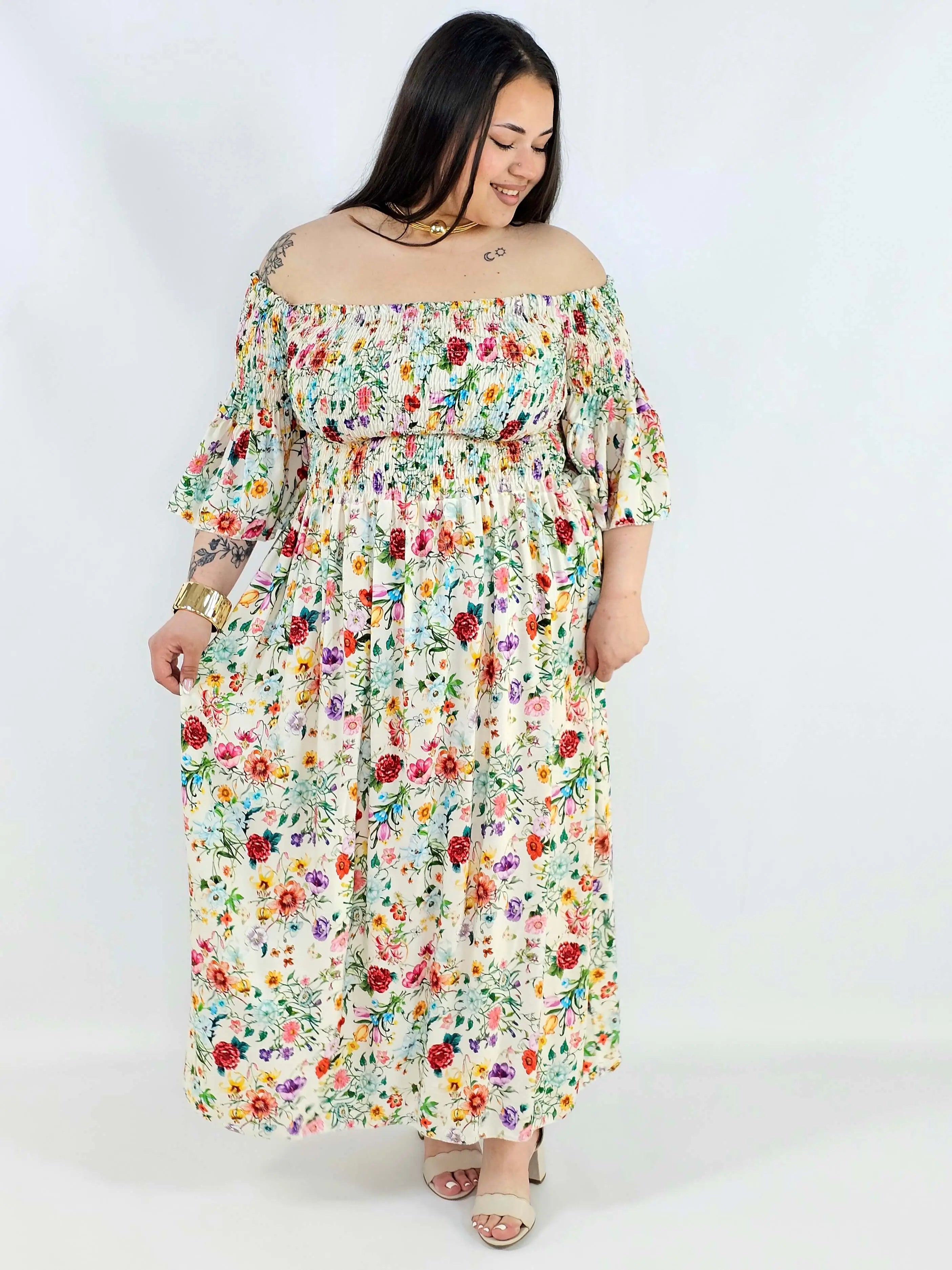 Sukienka plus size hiszpanka w kwiaty XXL – lekka i romantyczna na komunię i wesele Stylowa XL