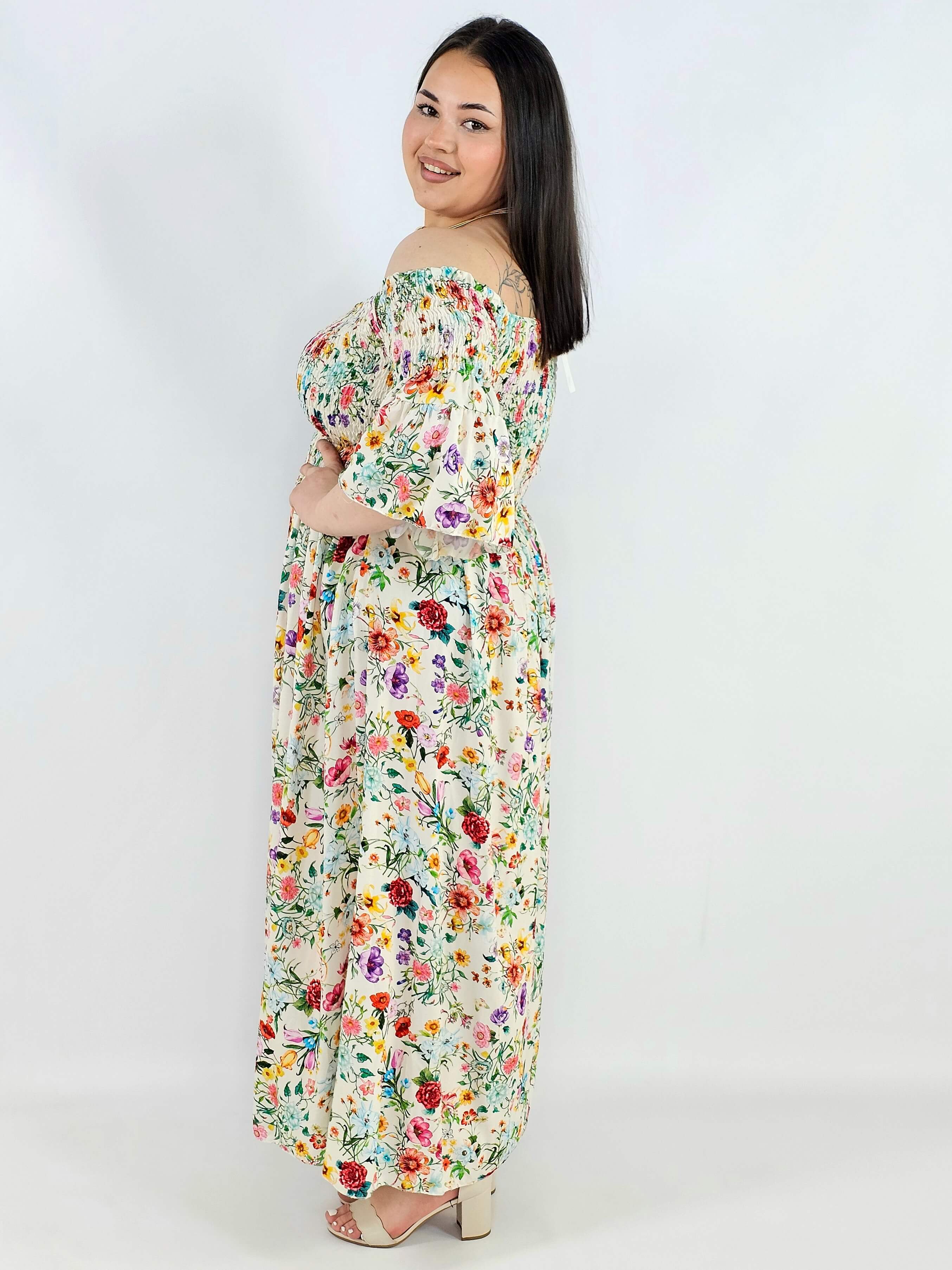 Sukienka plus size hiszpanka w kwiaty XXL – lekka i romantyczna na komunię i wesele Stylowa XL