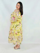Sukienka plus size hiszpanka w kwiaty XXL – żółta i różowa na komunię i wesele Stylowa XL