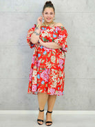 Sukienka plus size hiszpanka w kwiaty – czerwona sukienka XXL Stylowa XL Stylowa XL