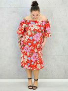 Sukienka plus size hiszpanka w kwiaty – czerwona sukienka XXL Stylowa XL Stylowa XL