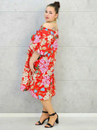 Sukienka plus size hiszpanka w kwiaty – czerwona sukienka XXL Stylowa XL Stylowa XL