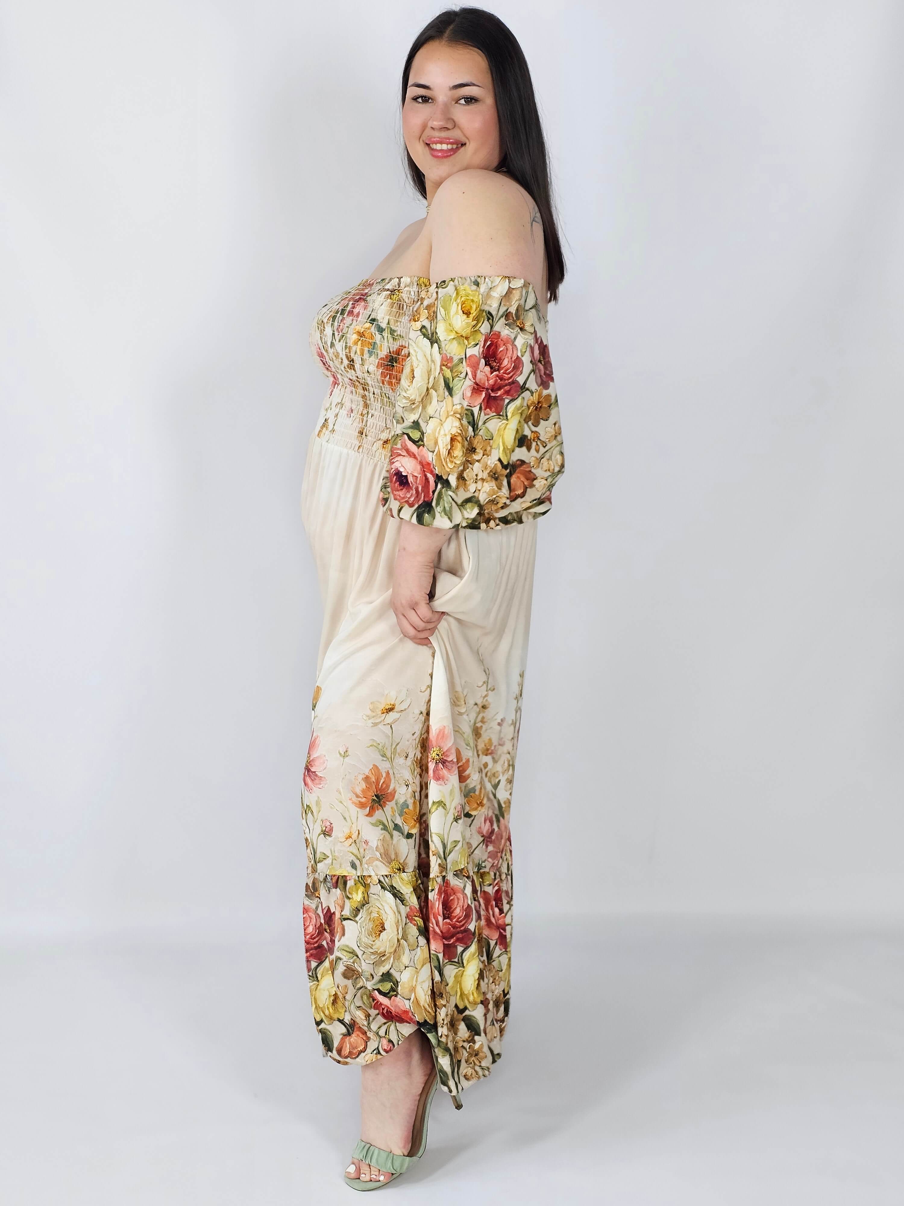 Sukienka plus size hiszpanka z marszczeniem i odkrytymi ramionami Stylowa XL