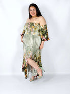 Sukienka plus size hiszpanka z marszczeniem i odkrytymi ramionami Stylowa XL