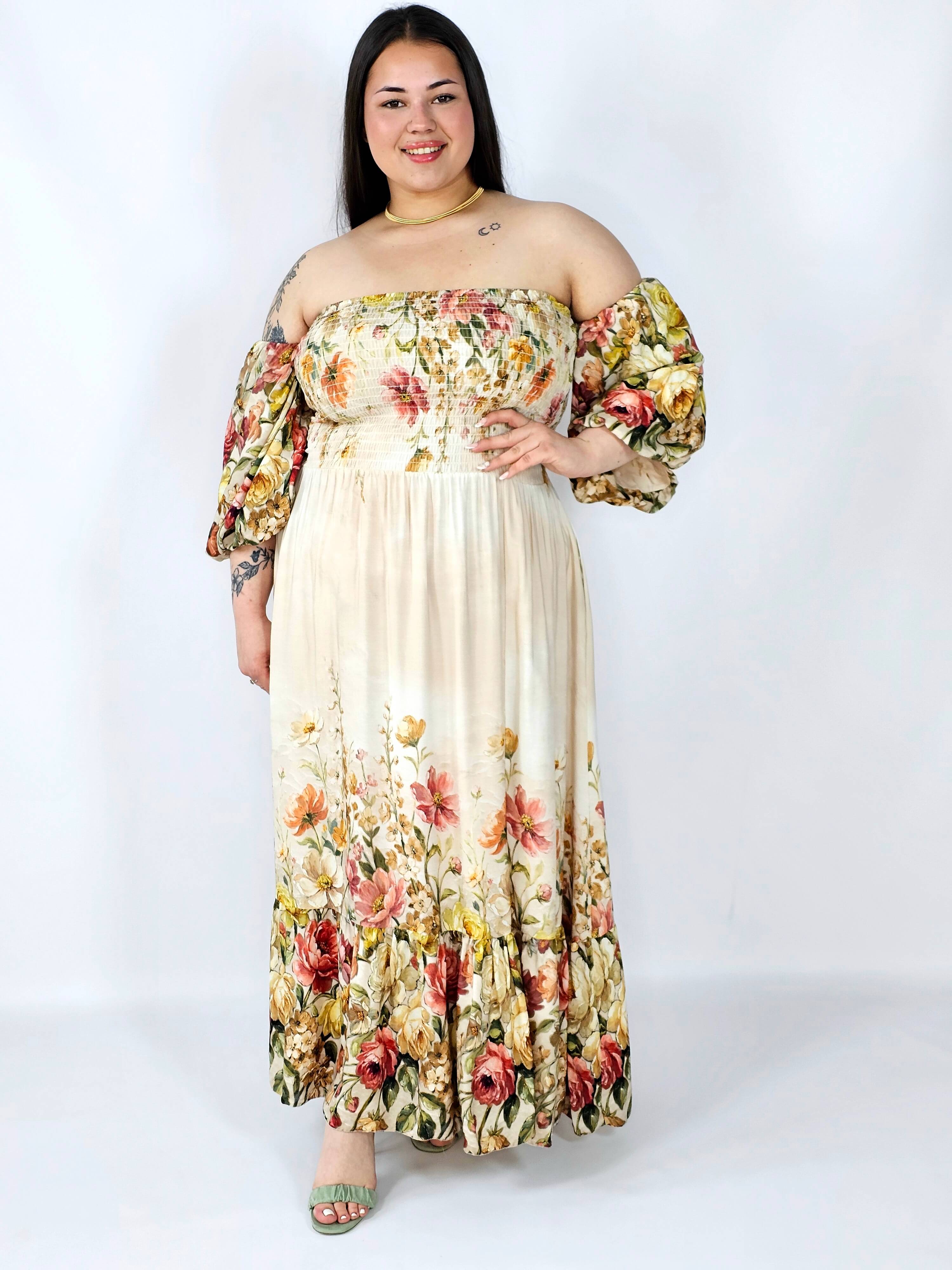 Sukienka plus size hiszpanka z marszczeniem i odkrytymi ramionami Stylowa XL