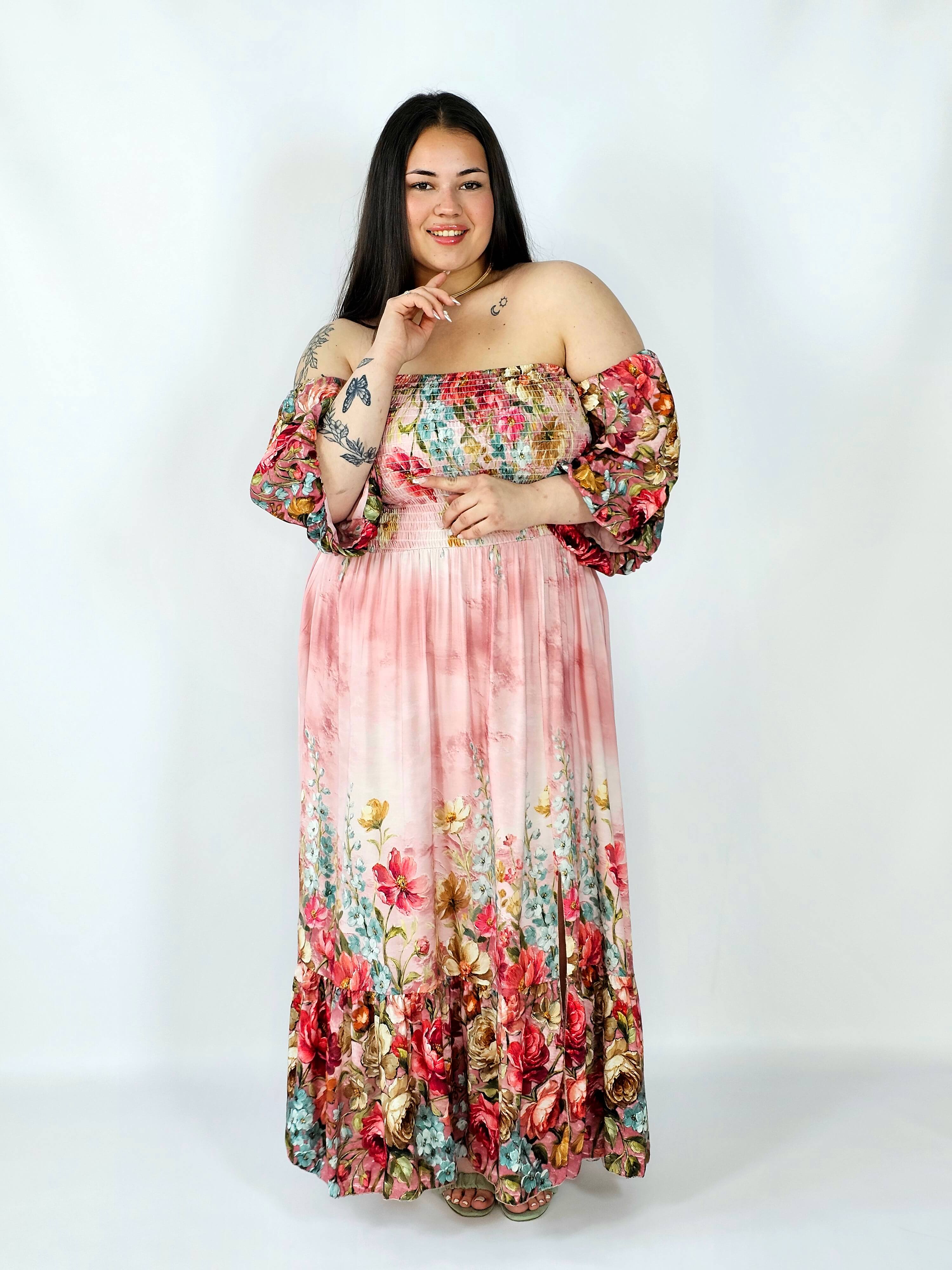 Sukienka plus size hiszpanka z marszczeniem i odkrytymi ramionami Stylowa XL