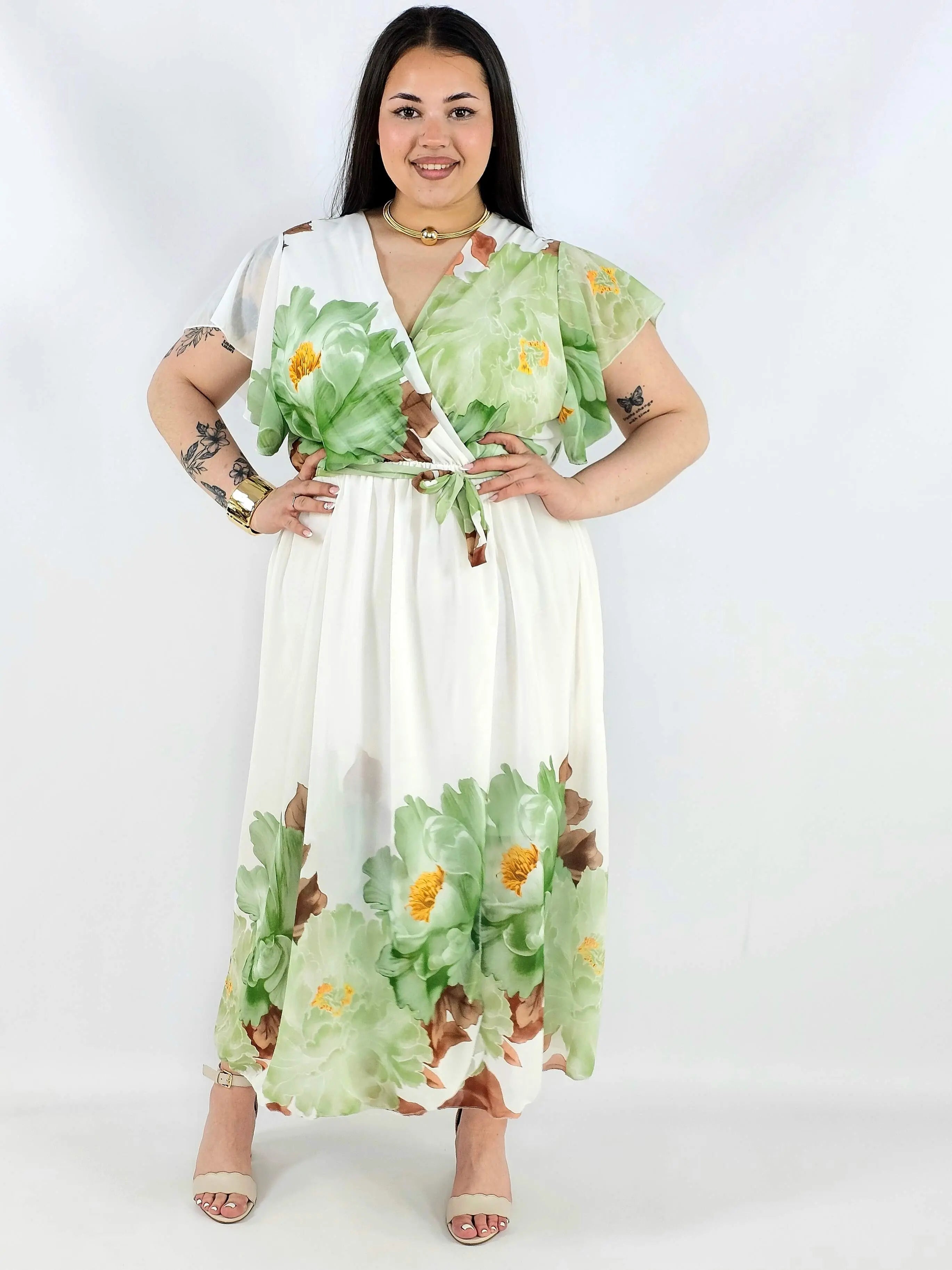 Sukienka plus size kopertowa XXL – elegancka i zwiewna propozycja na komunię i wesele Stylowa XL