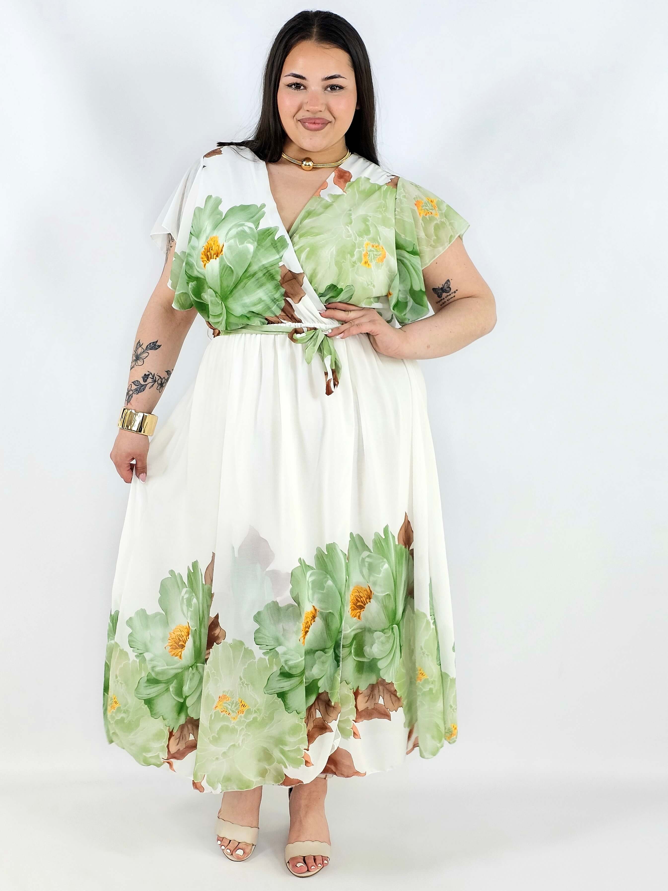 Sukienka plus size kopertowa XXL – elegancka i zwiewna propozycja na komunię i wesele Stylowa XL