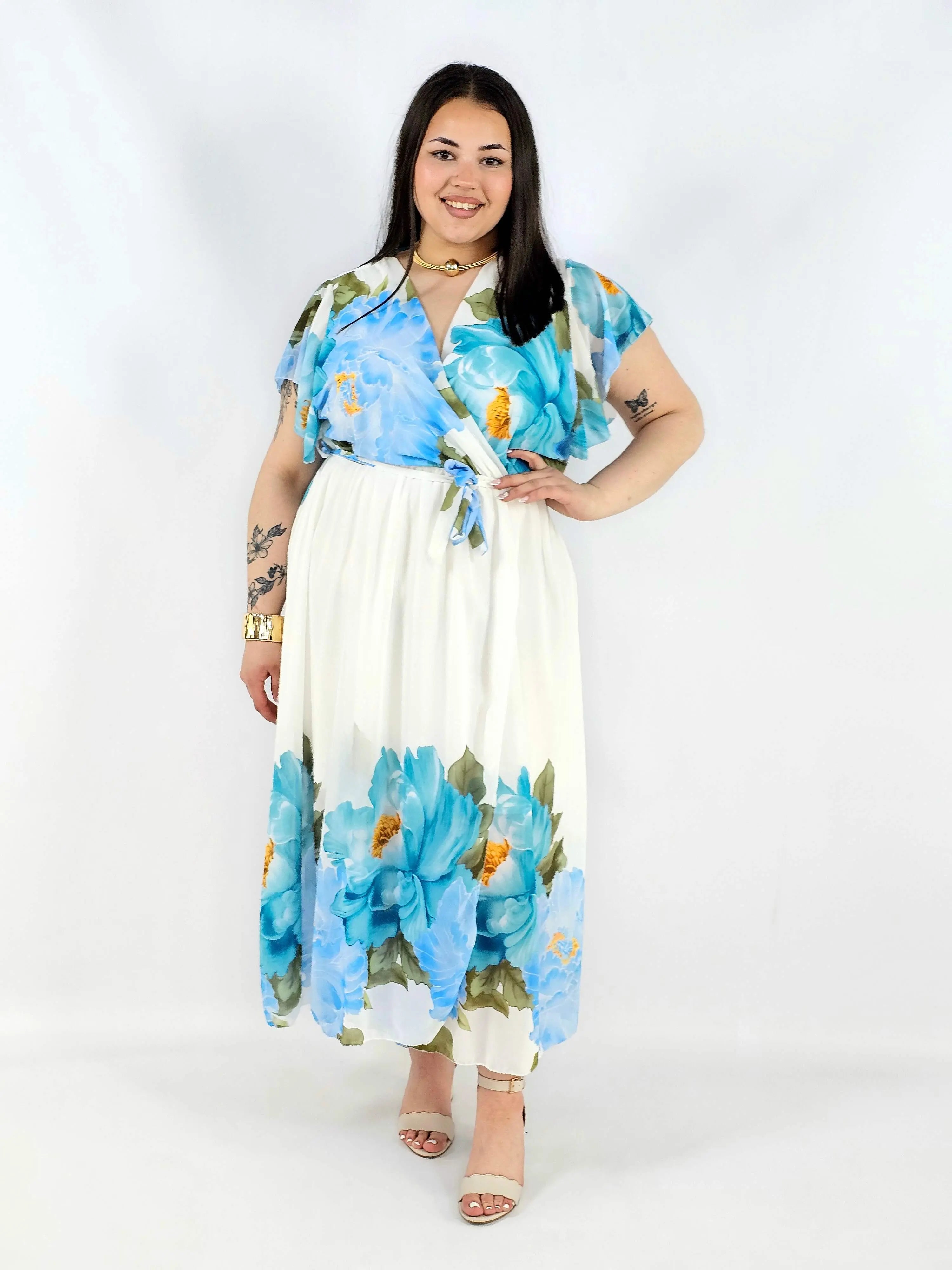 Sukienka plus size kopertowa XXL – elegancka i zwiewna propozycja na komunię i wesele Stylowa XL