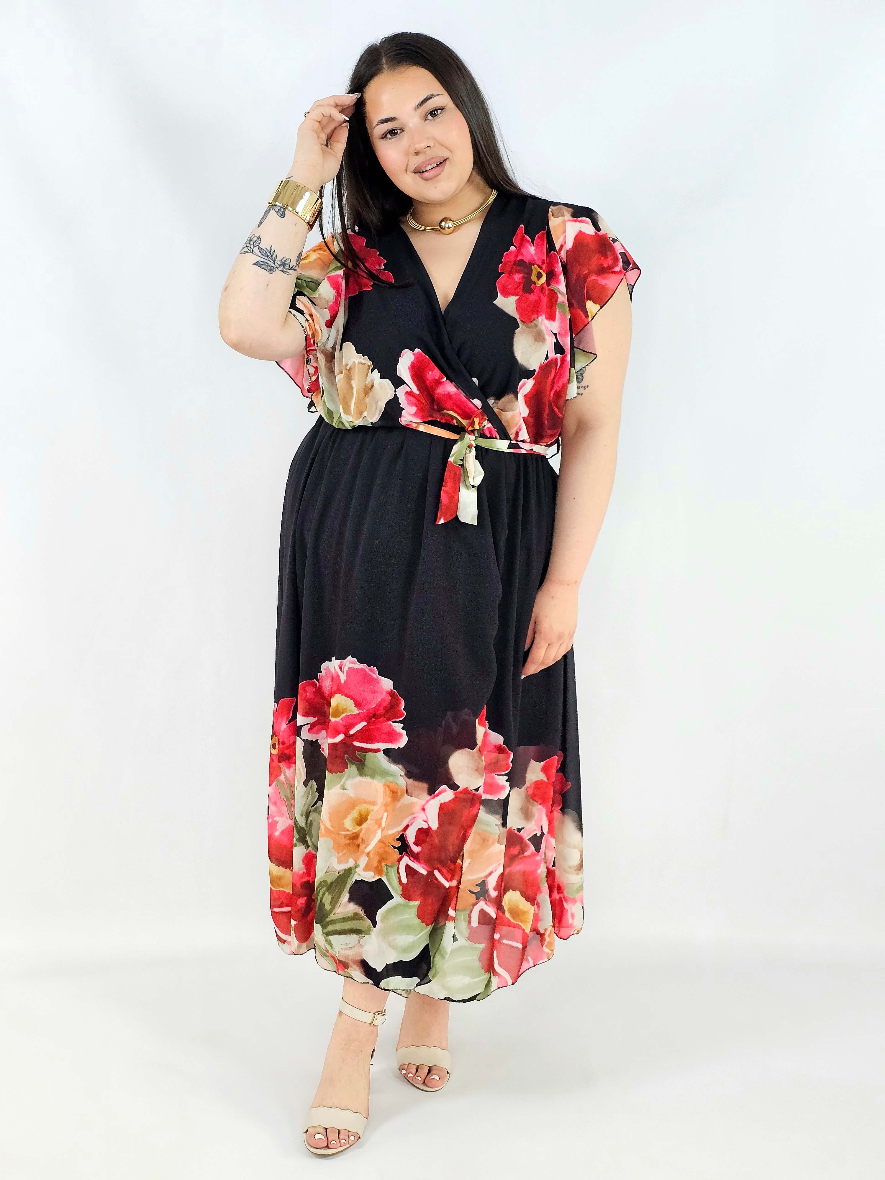Sukienka plus size kopertowa XXL – elegancka i zwiewna propozycja na komunię i wesele Stylowa XL
