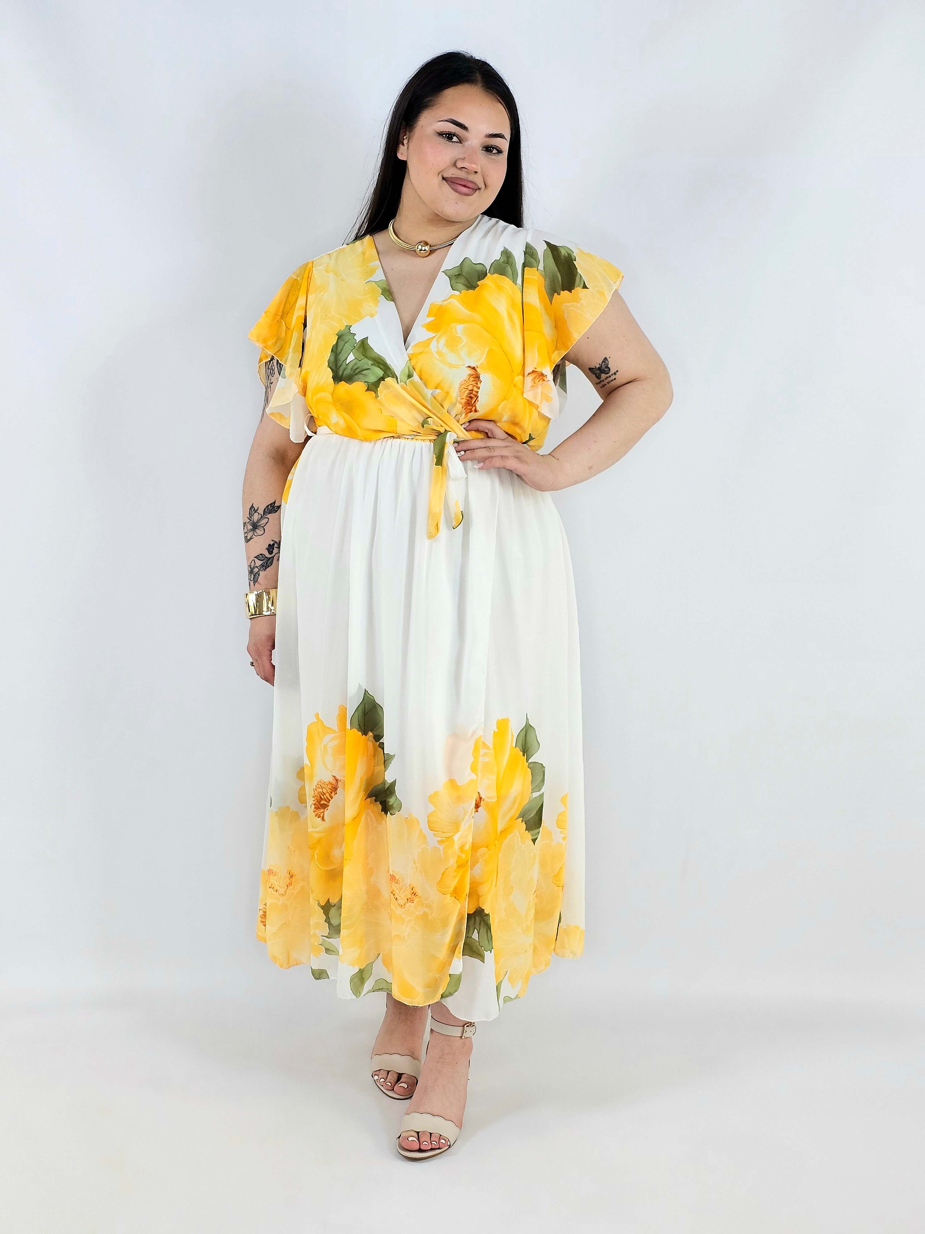 Sukienka plus size kopertowa XXL – elegancka i zwiewna propozycja na komunię i wesele Stylowa XL