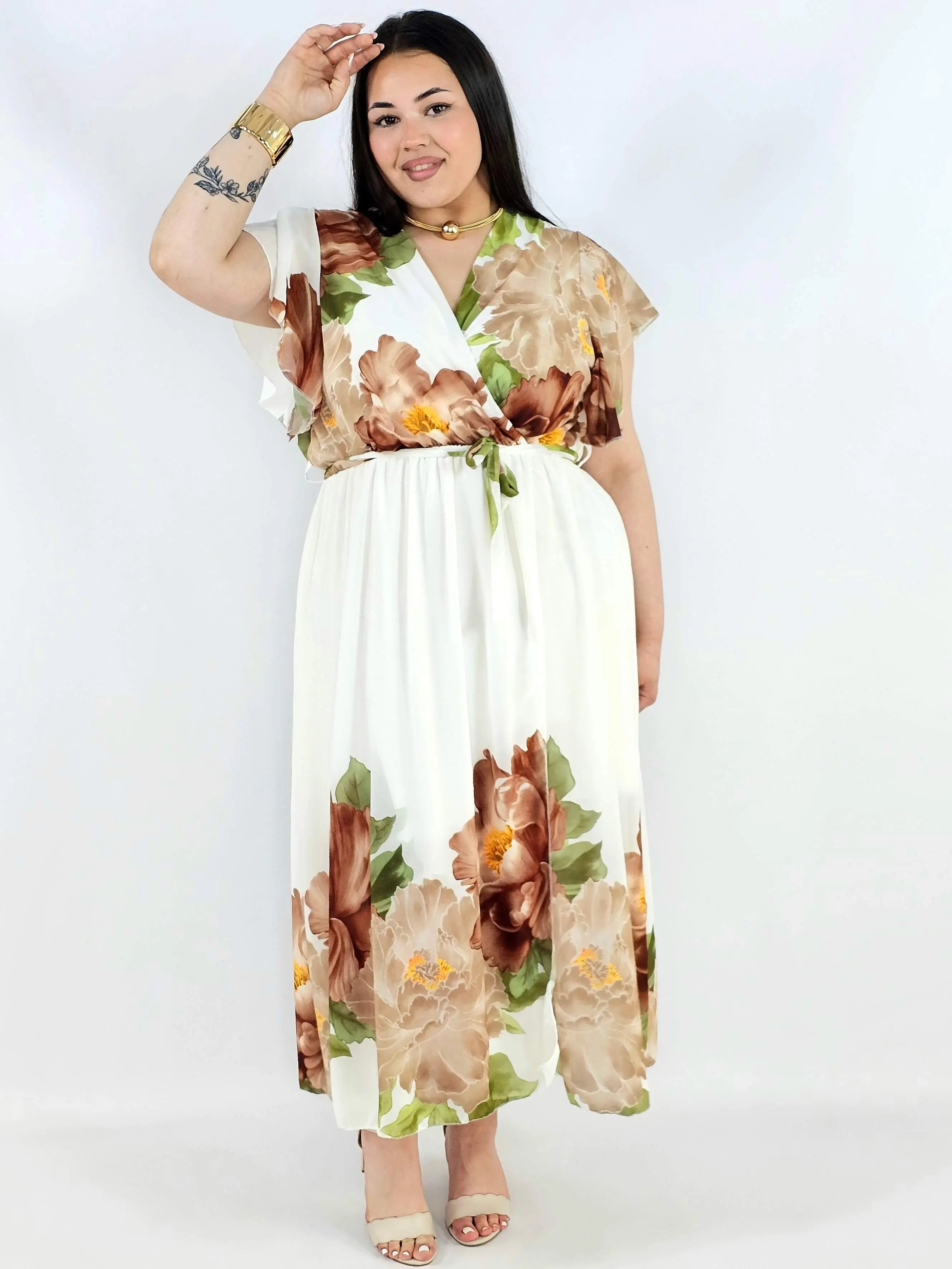 Sukienka plus size kopertowa XXL – elegancka i zwiewna propozycja na komunię i wesele Stylowa XL