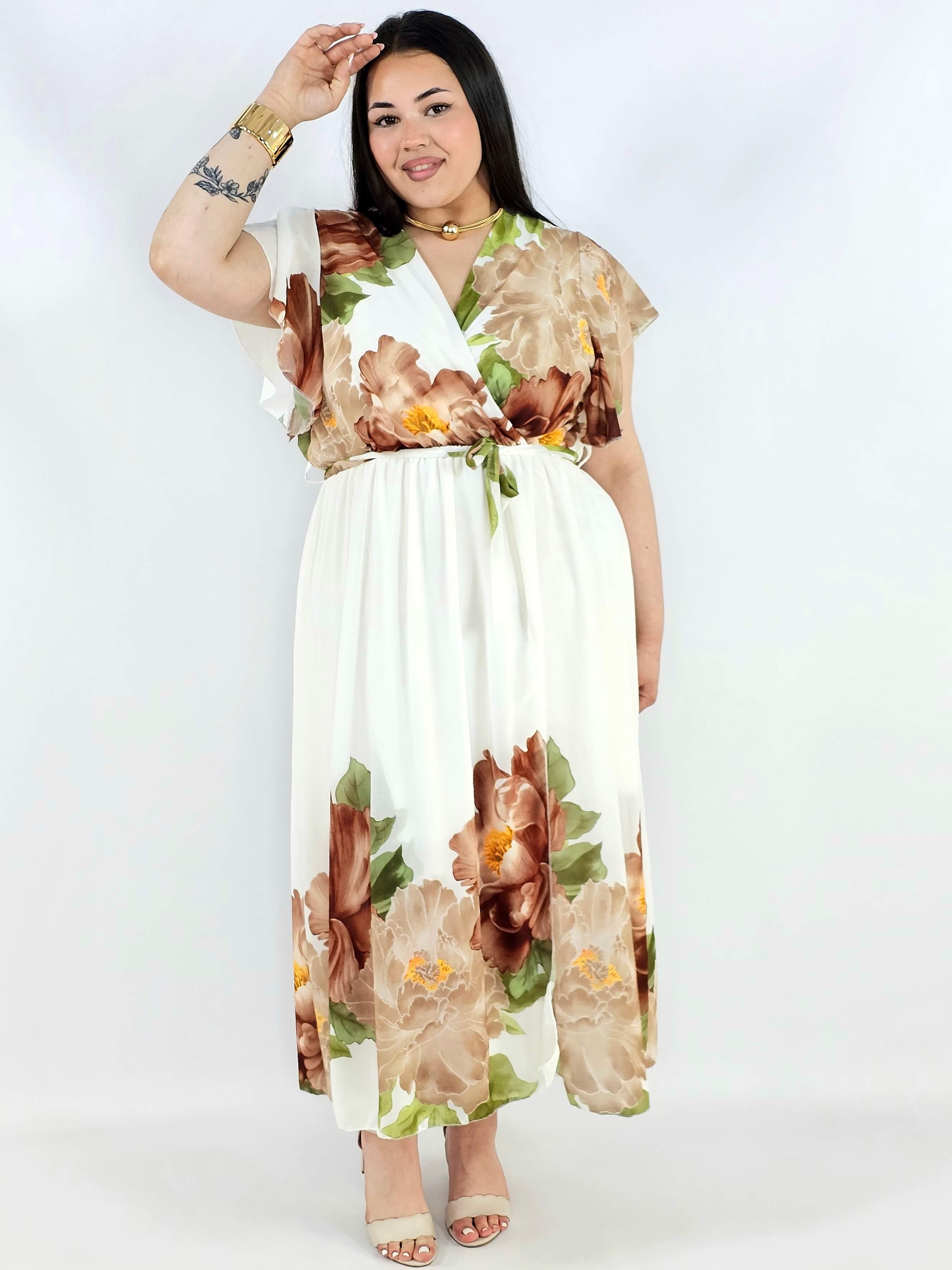 Sukienka plus size kopertowa XXL – elegancka i zwiewna propozycja na komunię i wesele Stylowa XL