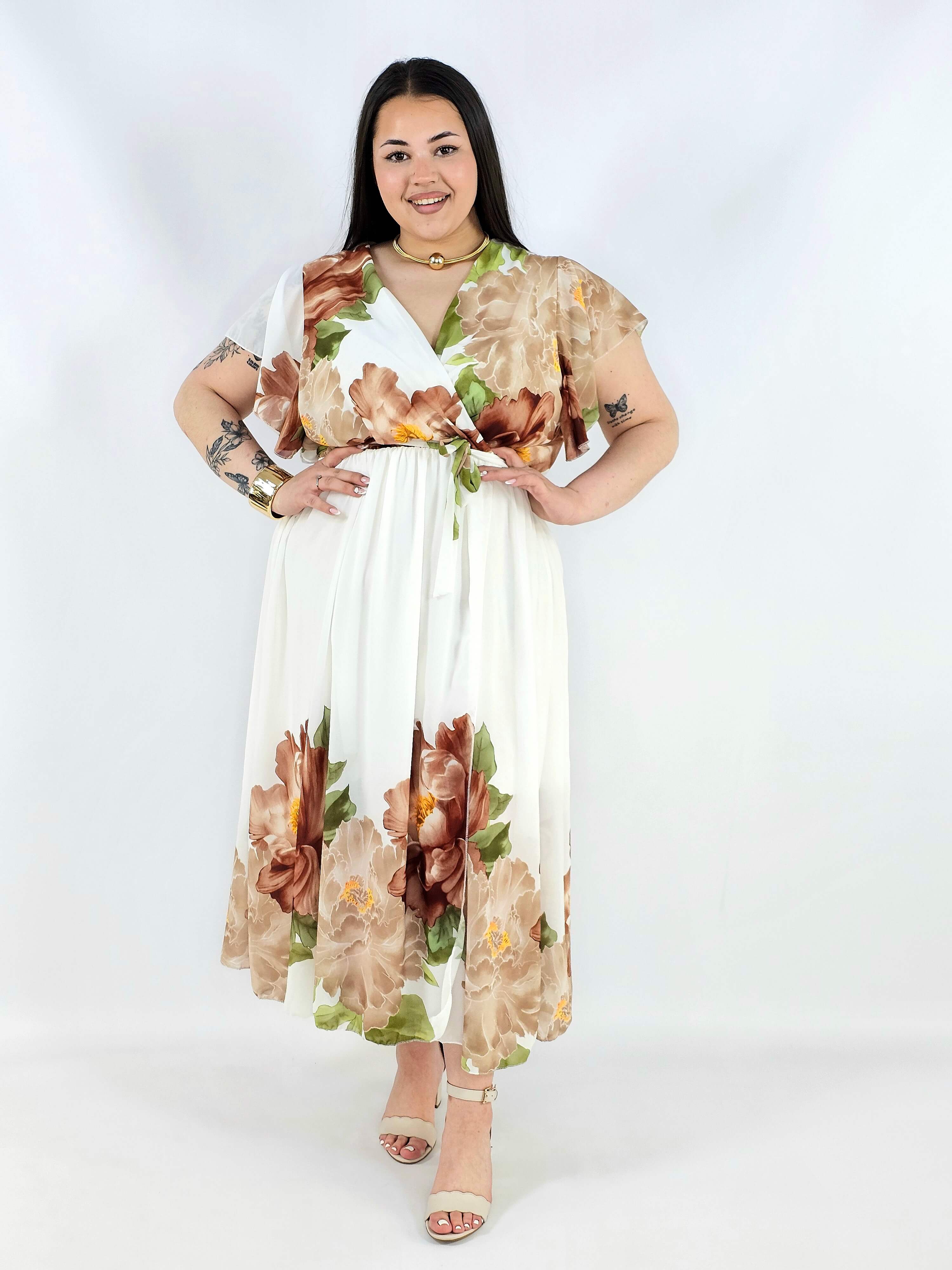 Sukienka plus size kopertowa XXL – elegancka i zwiewna propozycja na komunię i wesele Stylowa XL