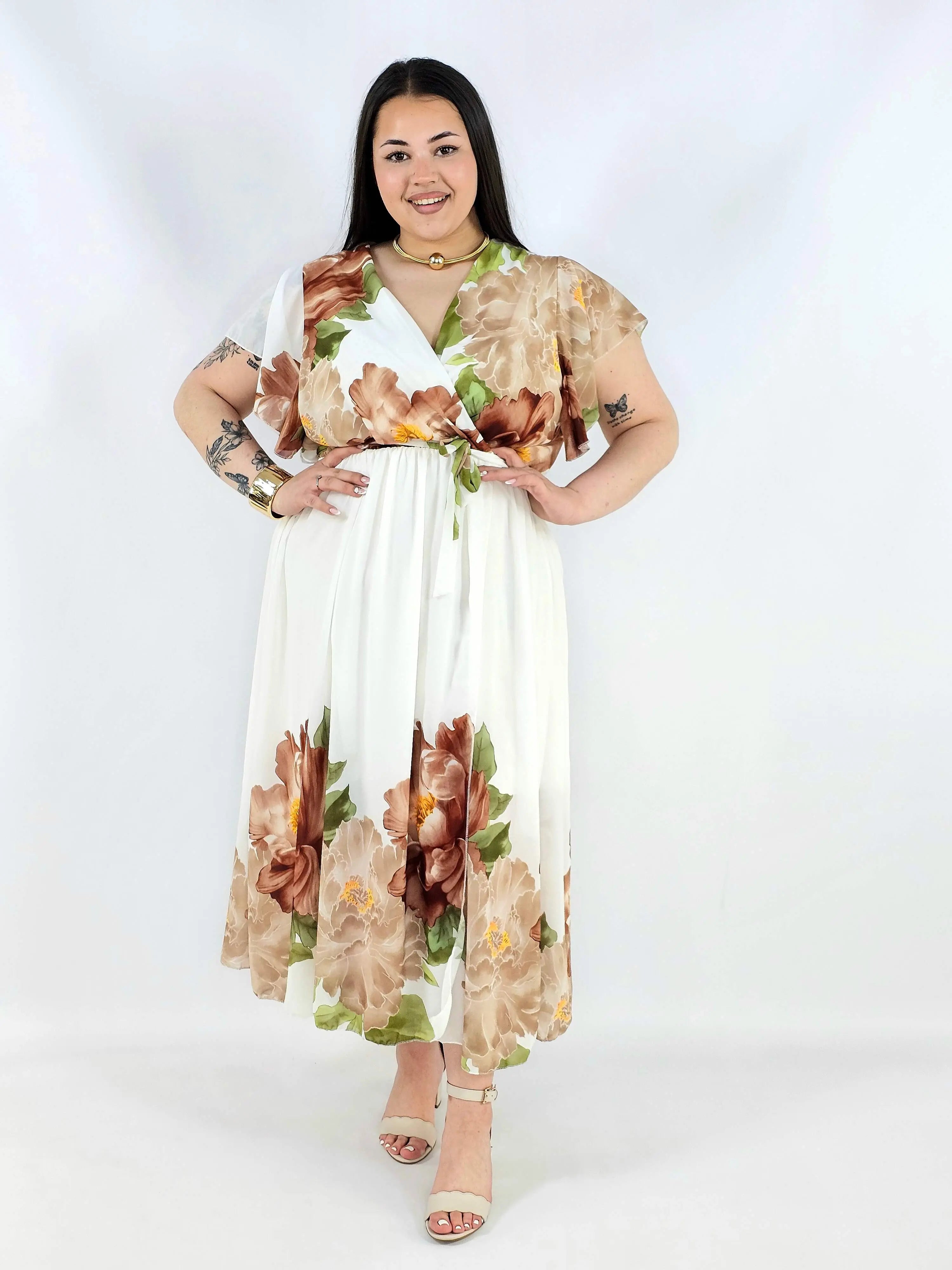 Sukienka plus size kopertowa XXL – elegancka i zwiewna propozycja na komunię i wesele Stylowa XL