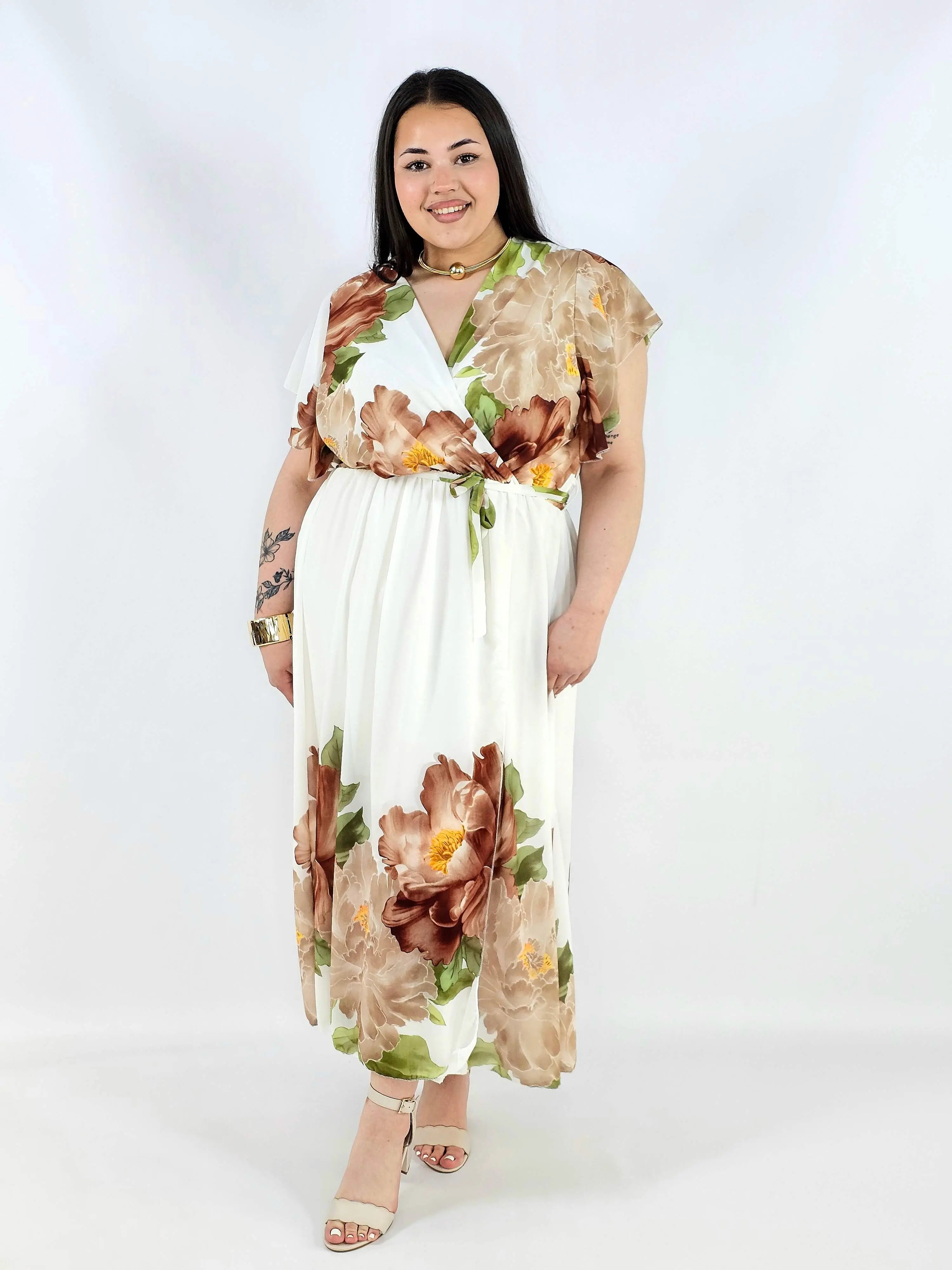 Sukienka plus size kopertowa XXL – elegancka i zwiewna propozycja na komunię i wesele Stylowa XL