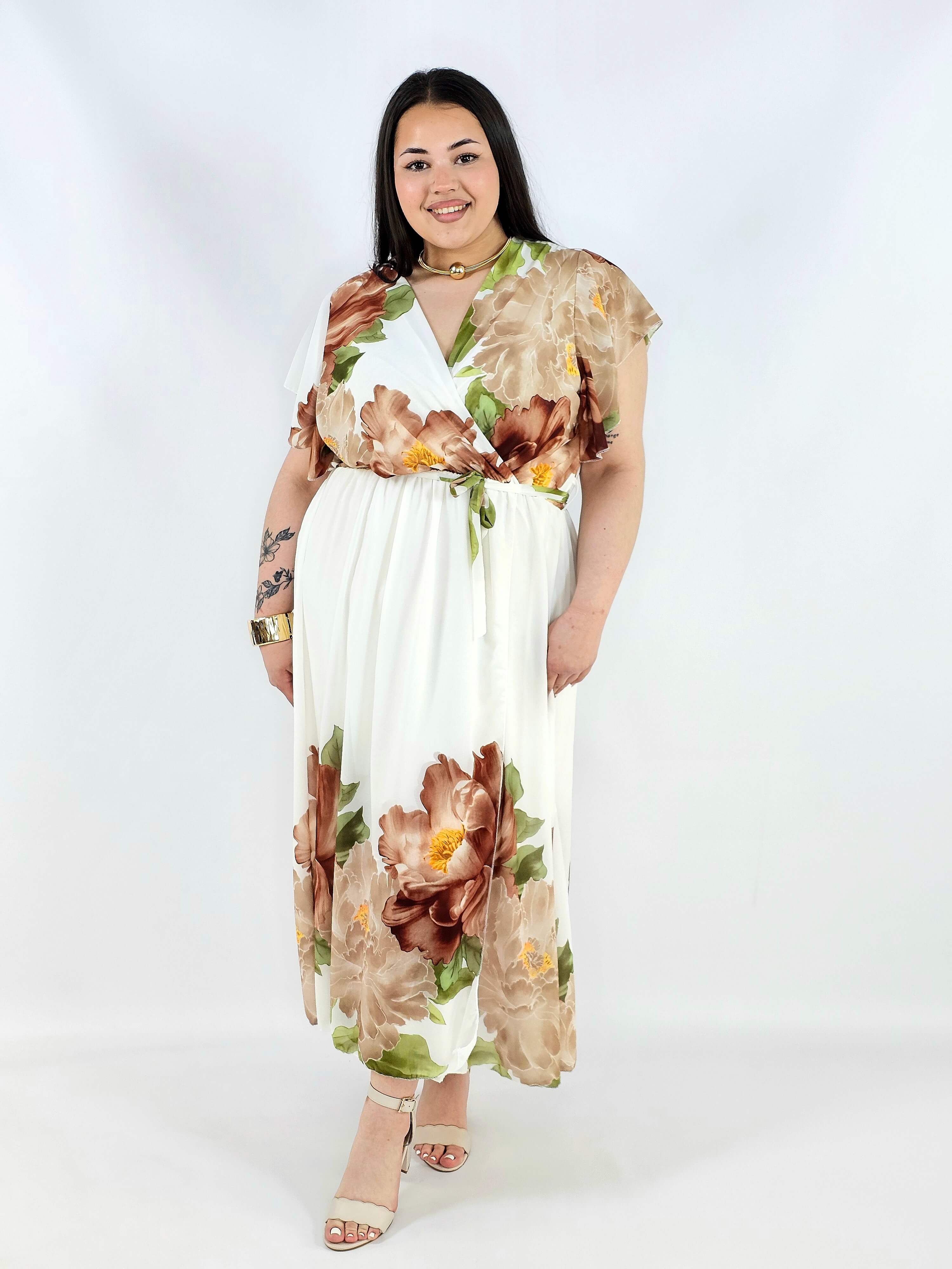 Sukienka plus size kopertowa XXL – elegancka i zwiewna propozycja na komunię i wesele Stylowa XL