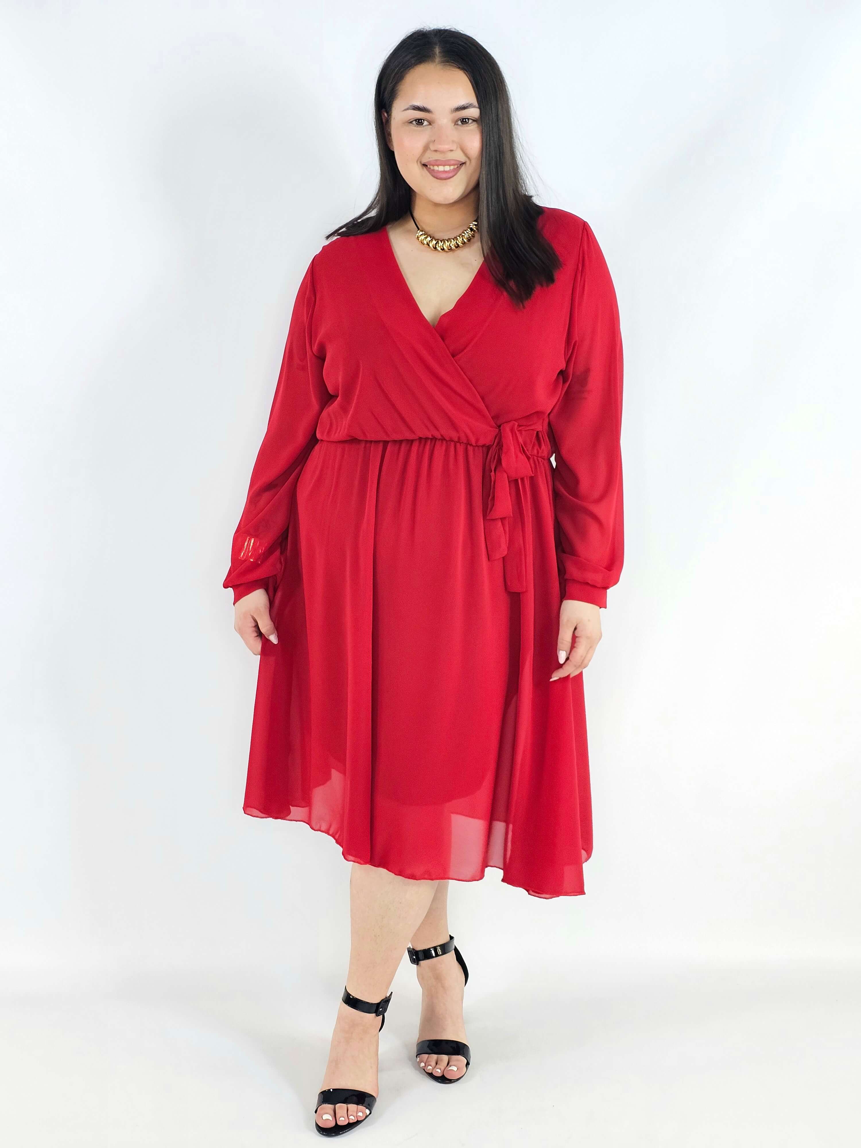 Sukienka plus size kopertowa – elegancka sukienka damska XXL z wiązaniem Stylowa XL