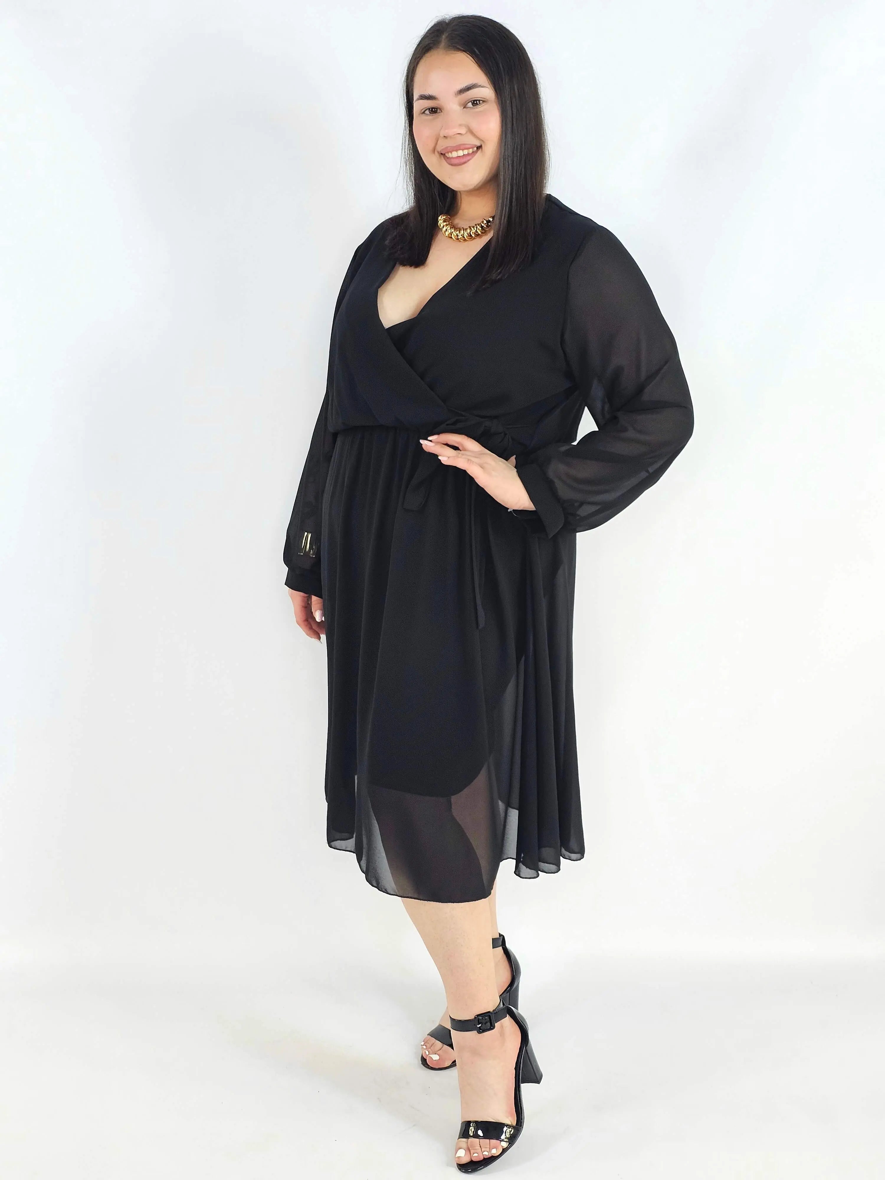 Sukienka plus size kopertowa – elegancka sukienka damska XXL z wiązaniem Stylowa XL