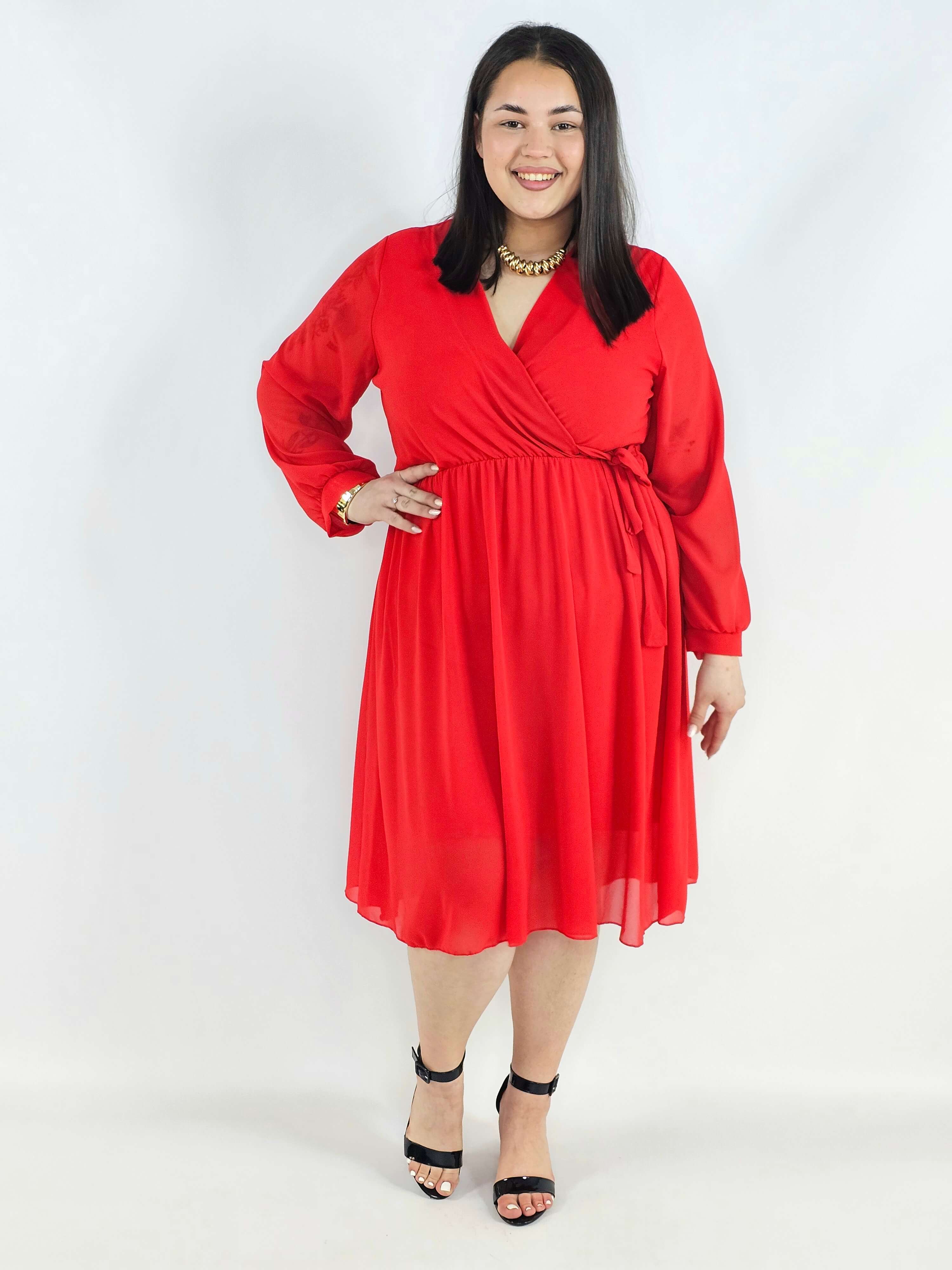 Sukienka plus size kopertowa – elegancka sukienka damska XXL z wiązaniem Stylowa XL