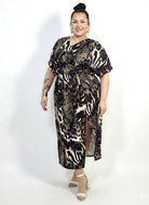 Sukienka plus size kopertowa midi z rozcięciem Stylowa XL