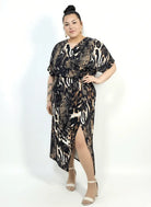 Sukienka plus size kopertowa midi z rozcięciem Stylowa XL