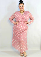 Sukienka plus size kopertowa w grochy – elegancka midi z marszczeniem Stylowa XL